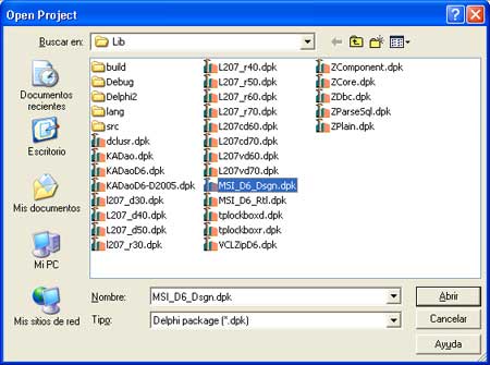 AjpdSoft Instalar componentes Delphi - Seleccin de dpk